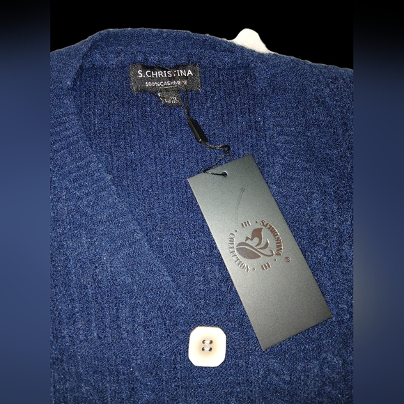 NWT Cashmere Navy Pullover Sweater Size L/XL - Picture 2 of 7